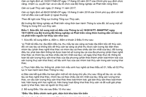 Thông tư 01/2022/TT-BNNPTNT sửa đổi Thông tư trong lĩnh vực thủy sản