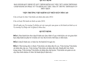 Quyết định 05/QĐ-VKSTC 2022 quy trình kiểm sát xét giảm thời hạn chấp hành án phạt tù