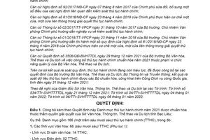 Quyết định 93/QĐ-UBND 2022 công bố thủ tục hành chính được chuẩn hóa Sở Văn hóa Bạc Liêu