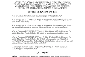 Quyết định 124/QĐ-UBND 2022 thủ tục hành chính Chính sách thuế Sở Tài nguyên Bạc Liêu