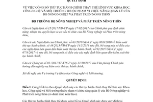 Quyết định 441/QĐ-BNN-KHCN 2022 công bố thủ tục hành chính lĩnh vực Khoa học Công nghệ