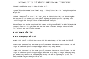 Kế hoạch 322/KH-UBND 2022 định giá đất cụ thể Bến Tre