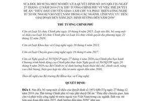 Quyết định 138/QĐ-TTg 2022 sửa đổi Quyết định 1851/QĐ-TTg phát triển công nghệ