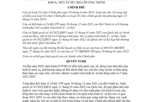 Nghị quyết 11/NQ-CP 2022 Chương trình phục hồi kinh tế xã hội Nghị quyết 43/2022/QH15