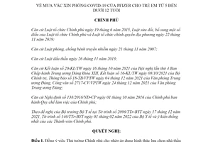 Nghị quyết 14/NQ-CP 2022 mua vắc xin phòng COVID19 cho trẻ em từ 5 đến dưới 12 tuổi