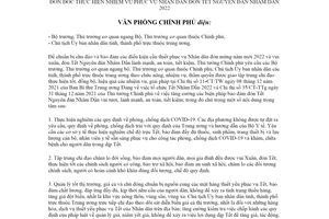 Công điện 774/CĐ-VPCP 2022 đôn đốc phục vụ Nhân dân đón Tết Nguyên đán Nhâm Dần