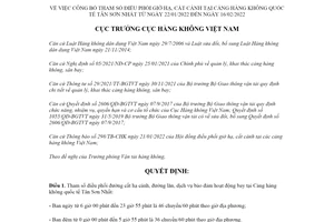 Quyết định 176/QĐ-CHK 2022 công bố tham số điều phối giờ Cảng hàng không Tân Sơn Nhất