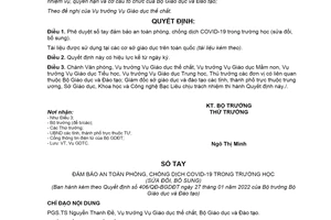 Quyết định 406/QĐ-BGDĐT 2022 Sổ tay an toàn phòng chống COVID19 trong trường học