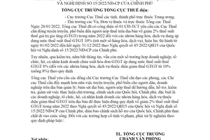 Công điện 02/CĐ-TCT 2022 đẩy mạnh thực hiện giảm thuế giá trị gia tăng