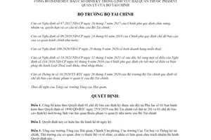 Quyết định 108/QĐ-BTC 2022 danh mục báo cáo định kỳ trong lĩnh vực hải quan