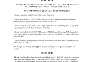 Quyết định 75/QĐ-YDCT 2022 39 thuốc cổ truyền được gia hạn giấy đăng ký lưu hành tại Việt Nam