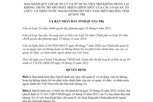 Quyết định 01/2022/QĐ-UBND Quy chế quản lý sử dụng viện trợ không hoàn lại Quảng Trị