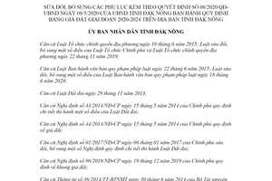 Quyết định 08/2022/QĐ-UBND sửa đổi Phụ lục Quyết định 08/2020/QĐ-UBND Đắk Nông