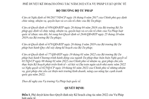 Quyết định 156/QĐ-BTP 2022 Kế hoạch công tác của Vụ Pháp luật quốc tế