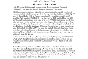 Công điện 126/CĐ-TTg 2022 đôn đốc triển khai Chương trình phục hồi và phát triển kinh tế xã hội