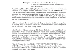 Công văn 20/TANDTC-TH 2022 triển khai Thông tư thống kê thi hành án dân sự