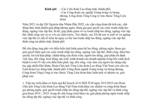 Công văn 3649/TLĐ-QHLĐ 2022 giải pháp phòng ngừa giải quyết tranh chấp lao động