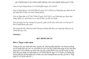 Thông tư 10/2022/TT-BTC Báo cáo tổng hợp thông tin tài chính theo quy ước