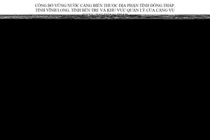 Thông tư 03/2022/TT-BGTVT công bố vùng nước cảng biển Đồng Tháp Vĩnh Long Bến Tre