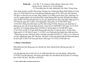 Công văn 465/BVHTTDL-TCDL 2022 thí điểm đón khách du lịch quốc tế giai đoạn 2