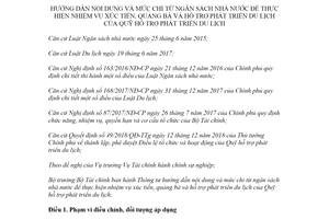Thông tư 12/2022/TT-BTC mức chi nhiệm vụ xúc tiến quảng bá và hỗ trợ phát triển du lịch