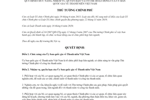 Quyết định 282/QĐ-TTg 2022 nhiệm vụ quyền hạn Ủy ban quốc gia về Thanh niên Việt Nam