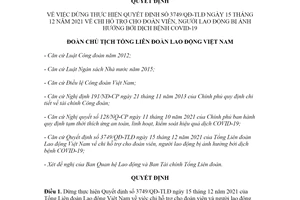 Quyết định 4292/QĐ-TLĐ 2022 dừng thực hiện Quyết định 3749/QĐ-TLĐ