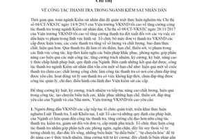 Chỉ thị 03/CT-VKSTC 2022 thanh tra trong ngành Kiểm sát nhân dân