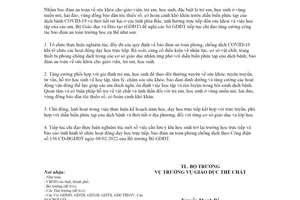 Công văn 630/BGDĐT-GDTC 2022 bảo đảm an toàn sức khỏe cho giáo viên trẻ em học sinh