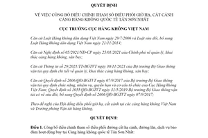 Quyết định 430/QĐ-CHK 2022 điều chỉnh tham số điều phối giờ hạ cất cánh Tân Sơn Nhất