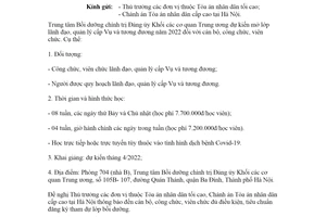 Công văn 87/TANDTC-TCCB 2022 đăng ký nhu cầu bồi dưỡng lãnh đạo quản lý cấp Vụ