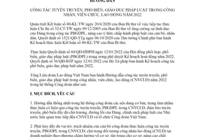 Hướng dẫn 51/HD-TLĐ 2022 phổ biến giáo dục pháp luật trong công nhân viên chức lao động