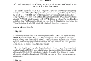 Hướng dẫn 52/HD-TLĐ 2022 tổ chức Tháng hành động về An toàn vệ sinh lao động