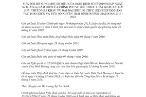 Nghị định 21/2022/NĐ-CP sửa đổi Nghị định 57/2019/NĐ-CP Biểu thuế ưu đãi Hiệp định CPTPP