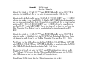 Công văn 2163/BGTVT-KHĐT 2022 phân khai vốn Dự án thành phần Quảng Ngãi Hoài Nhơn
