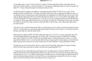 Công văn 3725/TLĐ-QHLĐ 2022 phản ánh kiến nghị của người lao động về xác nhận F0