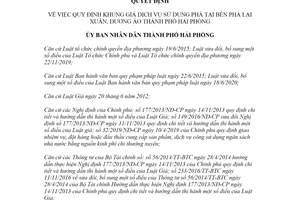 Quyết định 15/2022/QĐ-UBND khung giá sử dụng phà tại Lại Xuân Dương Áo Hải Phòng