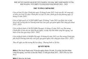 Quyết định 353/QĐ-TTg 2022 phê duyệt Danh sách huyện nghèo vùng bãi ngang ven biển