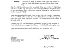 Công văn 40/TANDTC-KHTC 2022 thực hiện Thông tư 06/2021/TT-BKHĐT hệ thống đấu thầu