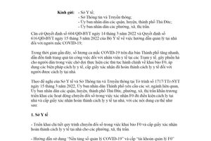 Công văn 819/UBND-VX 2022 chuyển đổi số công tác quản lý F0 tại nhà Hồ Chí Minh