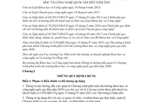 Thông tư quản lý Chương trình phát triển thị trường khoa học công nghệ quốc gia đến 2030