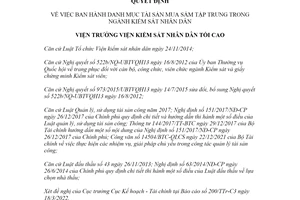 Quyết định 21/QĐ-VKSTC 2022 danh mục tài sản mua sắm tập trung ngành Kiểm sát