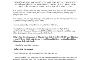 Nghị định 22/2022/NĐ-CP sửa đổi Nghị định 32/2012/NĐ-CP quản lý xuất khẩu văn hóa phẩm