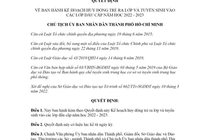 Quyết định 773/QĐ-UBND 2022 huy động trẻ ra lớp tuyển sinh các lớp đầu cấp 2022 2023 Hồ Chí Minh