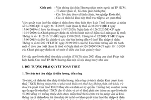 Công văn 2329/CTTPHCM-HKDCN 2022 quyết toán thuế thu nhập cá nhân 2021 Hồ Chí Minh