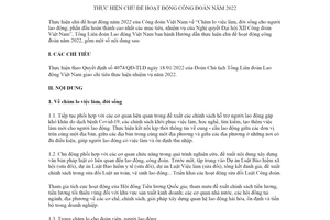 Hướng dẫn 53/HD-TLĐ 2022 thực hiện chủ đề hoạt động công đoàn