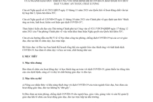 Kế hoạch tổng thể 353/KH-BGDĐT 2022 của ngành Giáo dục thích ứng với tình hình COVID19