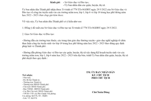 Công văn 950/UBND-KGVX 2022 công tác tuyển sinh vào các trường mầm non Hà Nội