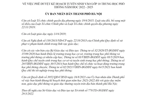 Quyết định 1117/QĐ-UBND 2022 phê duyệt Kế hoạch tuyển sinh lớp 10 Hà Nội 2022 2023