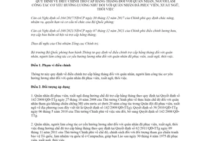 Thông tư 22/2022/TT-BQP điều chỉnh trợ cấp hằng tháng đối với quân nhân